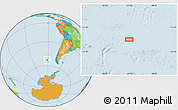 Political Location Map of the area around 53° 1' 29" S, 91° 43' 29" W