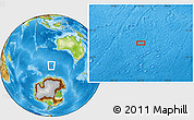 Physical Location Map of the area around 53° 24' 42" S, 107° 10' 30" E