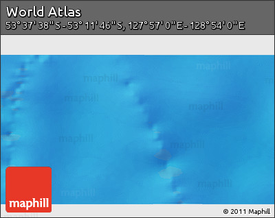 Physical 3D Map of the Area around 53° 24' 42" S, 128° 25' 30" E