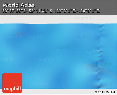 Physical 3D Map of the Area around 53° 24' 42" S, 133° 31' 30" E