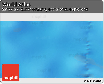 Physical 3D Map of the Area around 53° 24' 42" S, 133° 31' 30" E