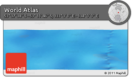 Physical Panoramic Map of the Area around 53° 24' 42" S, 133° 31' 30" E