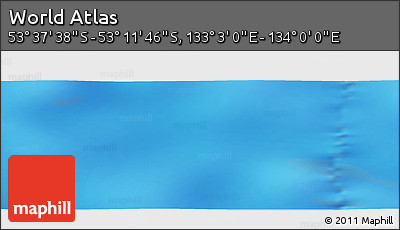 Physical Panoramic Map of the Area around 53° 24' 42" S, 133° 31' 30" E