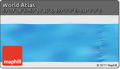 Physical Panoramic Map of the Area around 53° 24' 42" S, 133° 31' 30" E