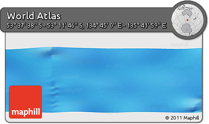 Physical Panoramic Map of the Area around 53° 24' 42" S, 135° 13' 29" E