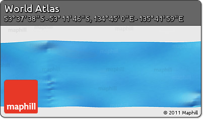 Physical Panoramic Map of the Area around 53° 24' 42" S, 135° 13' 29" E