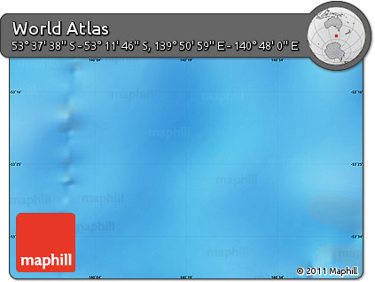 Physical Map of the Area around 53° 24' 42" S, 140° 19' 29" E