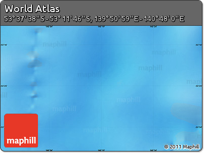 Physical Map of the Area around 53° 24' 42" S, 140° 19' 29" E