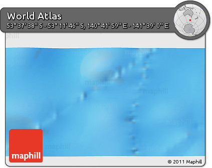 Physical 3D Map of the Area around 53° 24' 42" S, 141° 10' 30" E