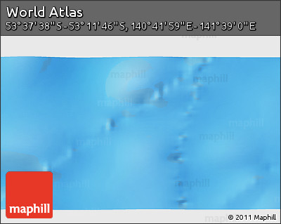 Physical 3D Map of the Area around 53° 24' 42" S, 141° 10' 30" E