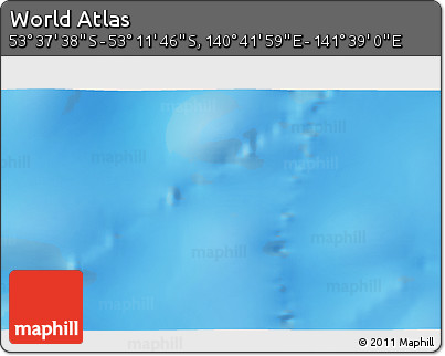 Physical 3D Map of the Area around 53° 24' 42" S, 141° 10' 30" E