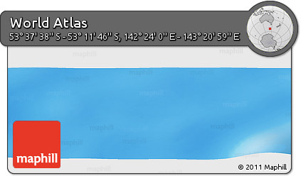 Physical Panoramic Map of the Area around 53° 24' 42" S, 142° 52' 30" E