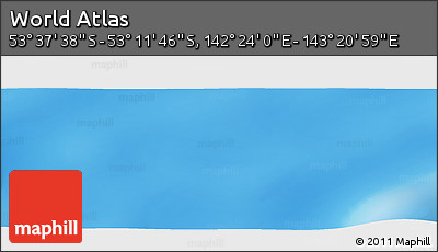 Physical Panoramic Map of the Area around 53° 24' 42" S, 142° 52' 30" E