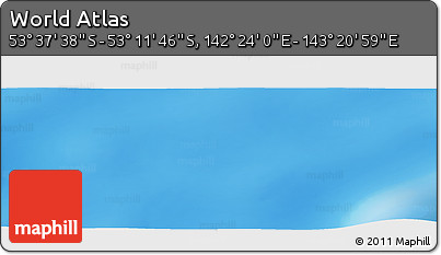 Physical Panoramic Map of the Area around 53° 24' 42" S, 142° 52' 30" E