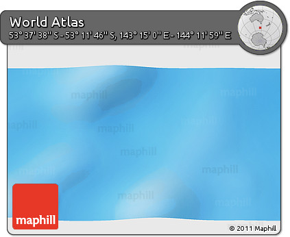 Physical 3D Map of the Area around 53° 24' 42" S, 143° 43' 29" E