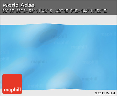 Physical 3D Map of the Area around 53° 24' 42" S, 143° 43' 29" E