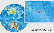 Physical Location Map of the area around 53° 24' 42" S, 143° 43' 29" E