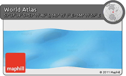 Physical Panoramic Map of the Area around 53° 24' 42" S, 143° 43' 29" E