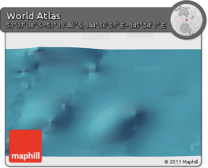 Satellite 3D Map of the Area around 53° 24' 42" S, 145° 25' 30" E