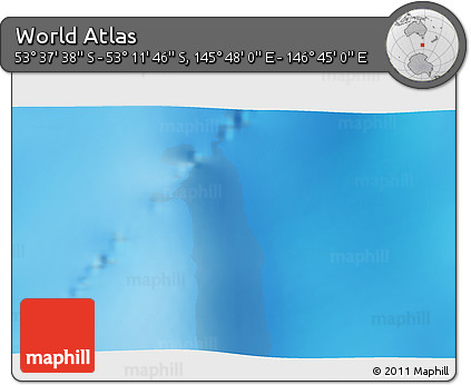 Physical 3D Map of the Area around 53° 24' 42" S, 146° 16' 30" E