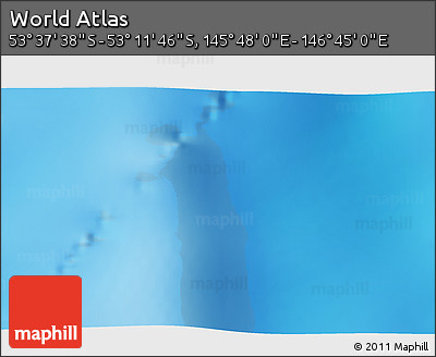 Physical 3D Map of the Area around 53° 24' 42" S, 146° 16' 30" E
