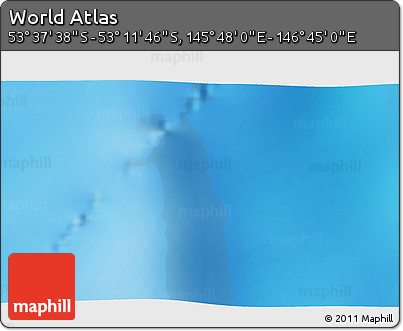 Physical 3D Map of the Area around 53° 24' 42" S, 146° 16' 30" E