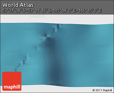 Satellite 3D Map of the Area around 53° 24' 42" S, 146° 16' 30" E