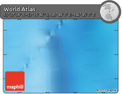 Physical Map of the Area around 53° 24' 42" S, 146° 16' 30" E