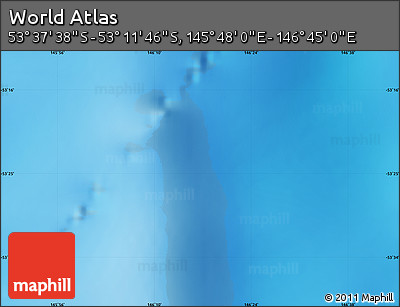 Physical Map of the Area around 53° 24' 42" S, 146° 16' 30" E