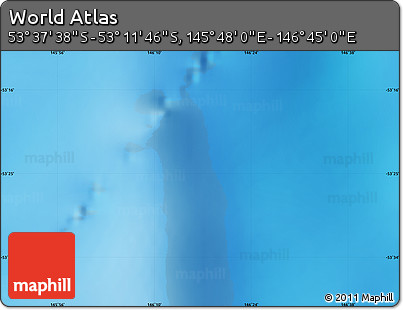Physical Map of the Area around 53° 24' 42" S, 146° 16' 30" E