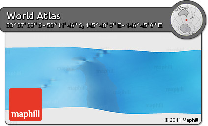 Physical Panoramic Map of the Area around 53° 24' 42" S, 146° 16' 30" E