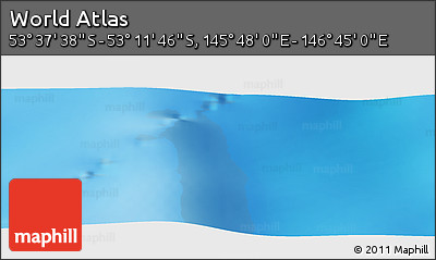 Physical Panoramic Map of the Area around 53° 24' 42" S, 146° 16' 30" E