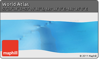 Physical Panoramic Map of the Area around 53° 24' 42" S, 146° 16' 30" E