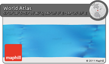 Physical Panoramic Map of the Area around 53° 24' 42" S, 147° 7' 30" E