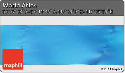 Physical Panoramic Map of the Area around 53° 24' 42" S, 147° 7' 30" E