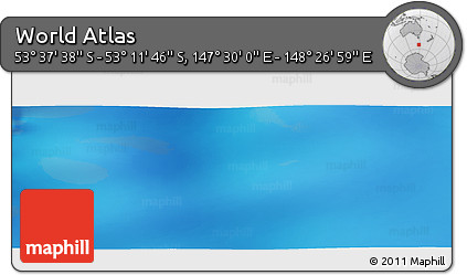 Physical Panoramic Map of the Area around 53° 24' 42" S, 147° 58' 29" E
