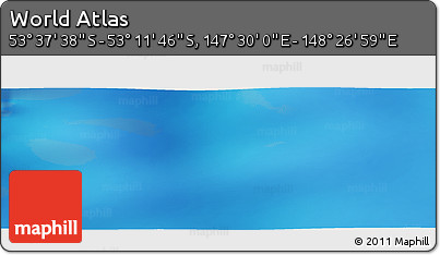 Physical Panoramic Map of the Area around 53° 24' 42" S, 147° 58' 29" E