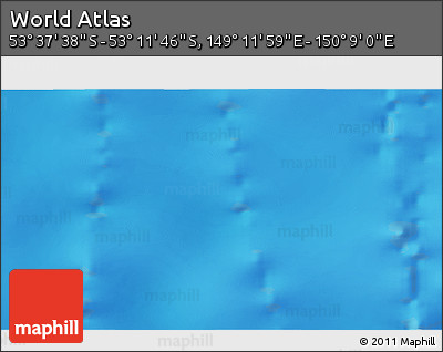 Physical 3D Map of the Area around 53° 24' 42" S, 149° 40' 30" E