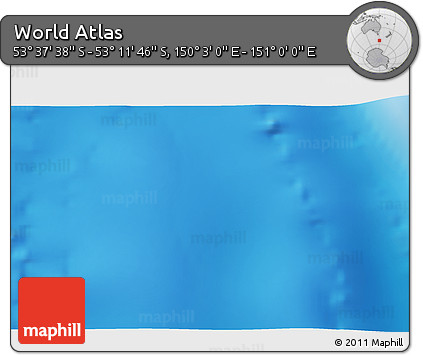 Physical 3D Map of the Area around 53° 24' 42" S, 150° 31' 30" E