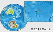 Physical Location Map of the area around 53° 24' 42" S, 152° 13' 29" E