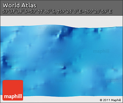 Physical 3D Map of the Area around 53° 24' 42" S, 159° 52' 30" E