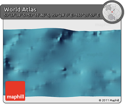 Satellite 3D Map of the Area around 53° 24' 42" S, 159° 52' 30" E