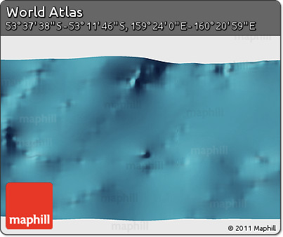 Satellite 3D Map of the Area around 53° 24' 42" S, 159° 52' 30" E