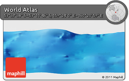 Physical Panoramic Map of the Area around 53° 24' 42" S, 159° 52' 30" E