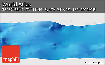 Physical Panoramic Map of the Area around 53° 24' 42" S, 159° 52' 30" E
