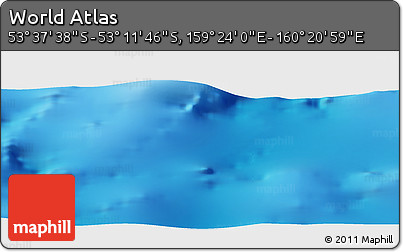 Physical Panoramic Map of the Area around 53° 24' 42" S, 159° 52' 30" E