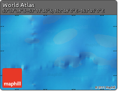 Physical Map of the Area around 53° 24' 42" S, 163° 16' 30" E
