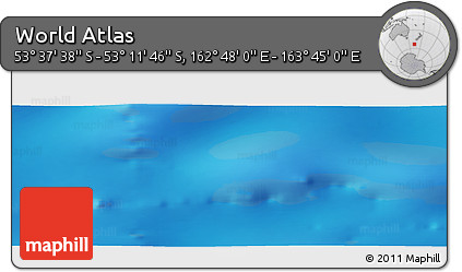 Physical Panoramic Map of the Area around 53° 24' 42" S, 163° 16' 30" E