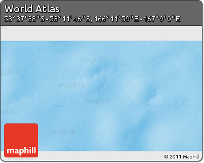 Physical 3D Map of the Area around 53° 24' 42" S, 166° 40' 30" E