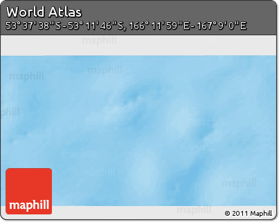 Shaded Relief 3D Map of the Area around 53° 24' 42" S, 166° 40' 30" E